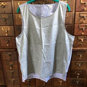 J. Crew Grey Blue White Pinstripe Top XL
